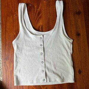 American Eagle Women's White Ribbed Tank Top